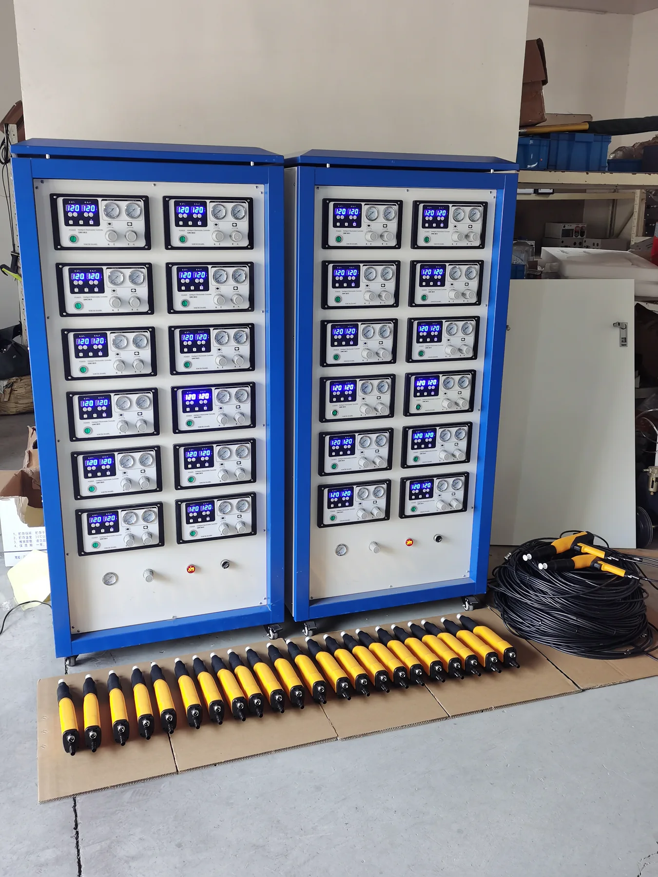 Multiple controllers assembled in project-specific cabinets